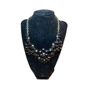 Black Floral Style Statement Necklace